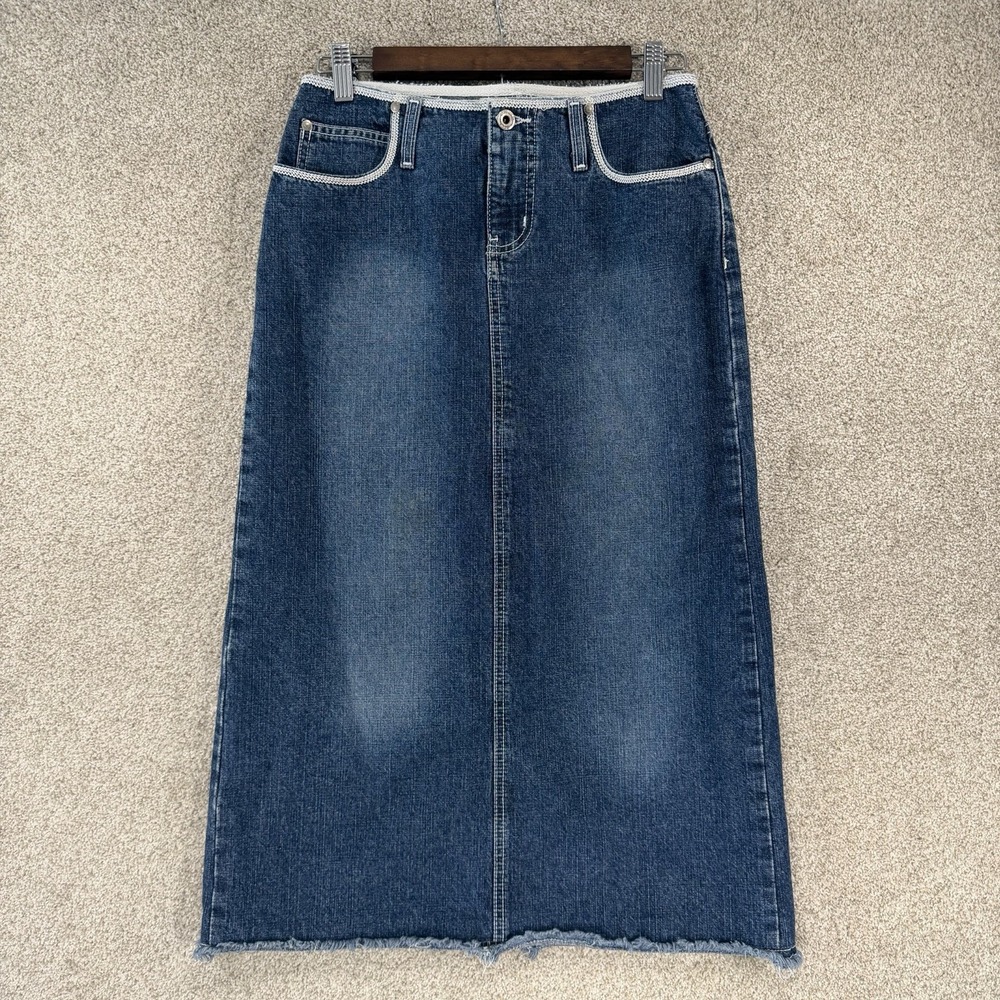 Y2K Hydraulic Skirt 3/4 Distressed Midi Western Boho Cottagecore Festival Vented
